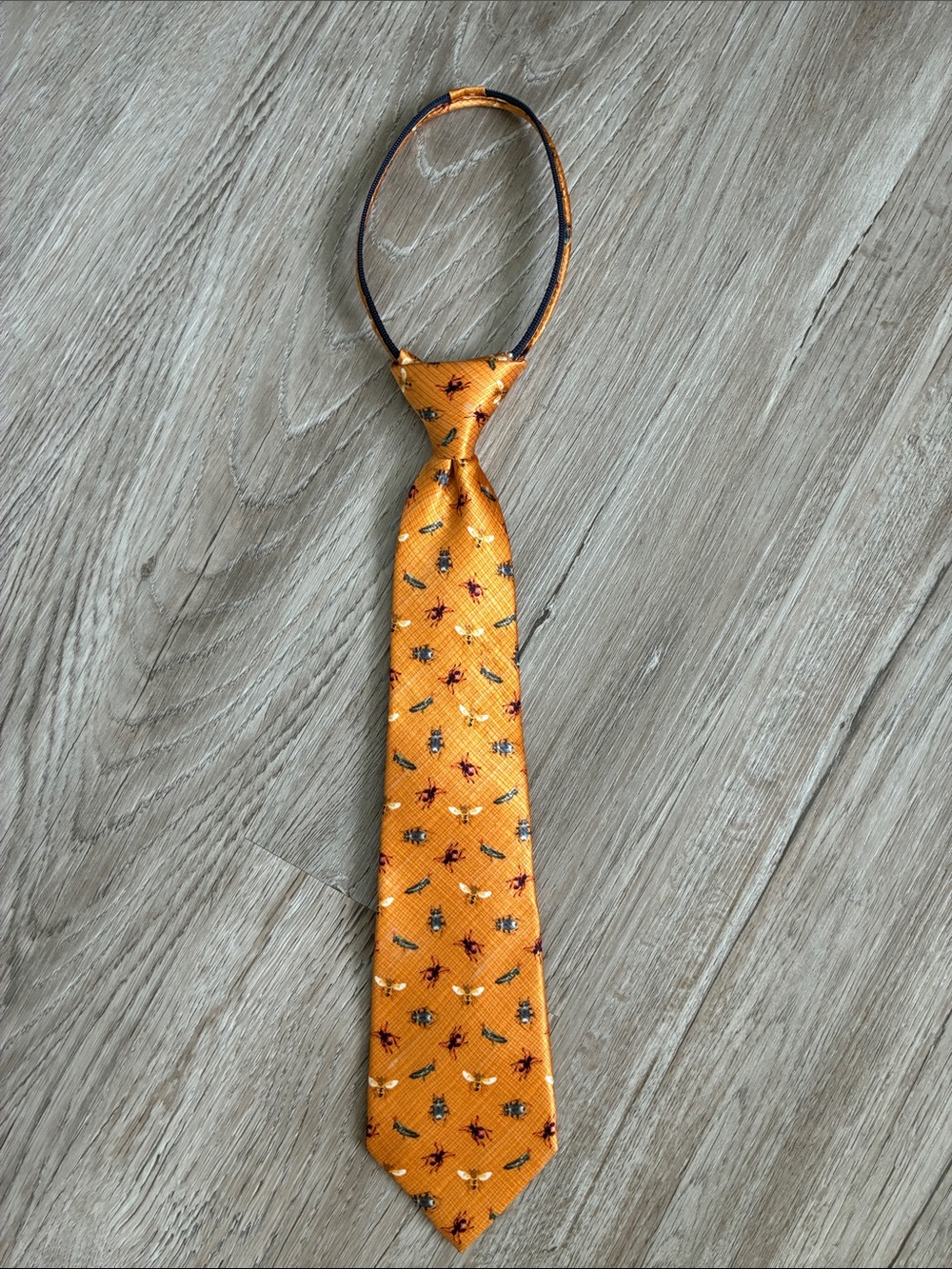 Kids/Women’s Silk Orange Entomological Patterned Zipper Tie - 🐝 🪲